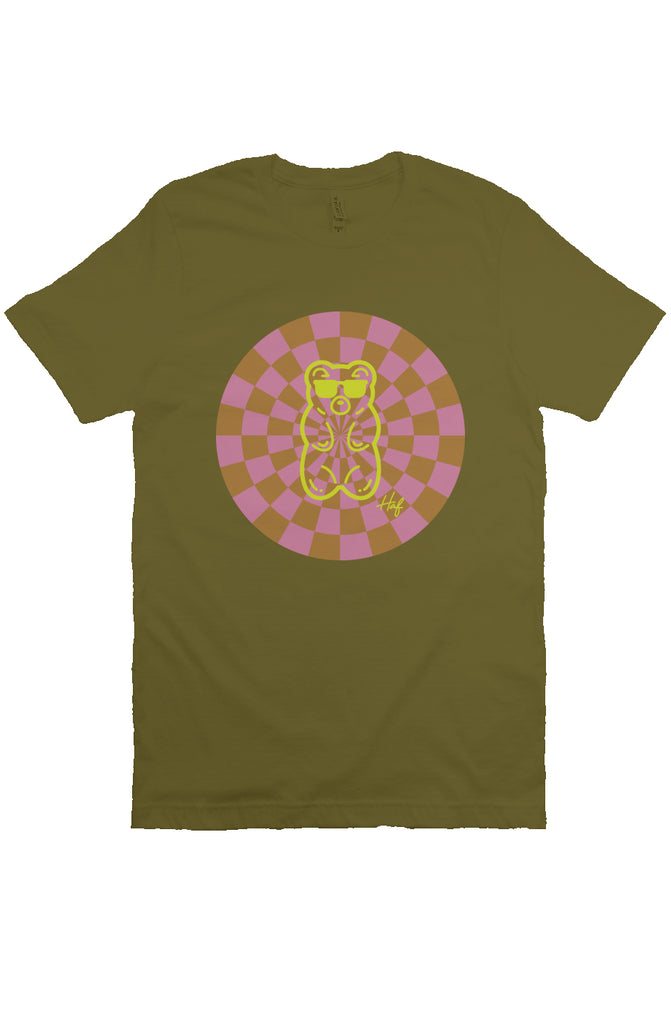Kaleidoscope Checker Graphic Tee - Olive
